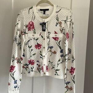 White House Black Market Floral Textured Cardigan